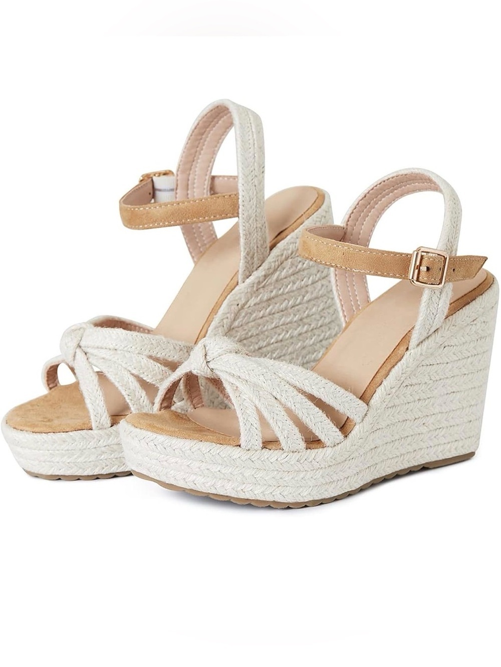 Espadrille Wedge Sandals for women straps open toe platform size 6 high heels - Picture 3 of 10